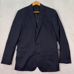 Politix Blazer Jacket Mens 38R Navy Blue Wool Blend Modern Fit Causal Preppy